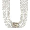 Antique Silver White Metal Necklace with Synthetic Glass Bead in White