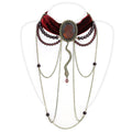 Antique Copper Brass Necklace with Synthetic Synthetic Stone in Smoked Quartz