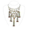 Antique Copper Brass Necklace with Synthetic Onyx in Red Series