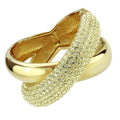 Gold Brass Bangle with Top Grade Crystal in Citrine Yellow