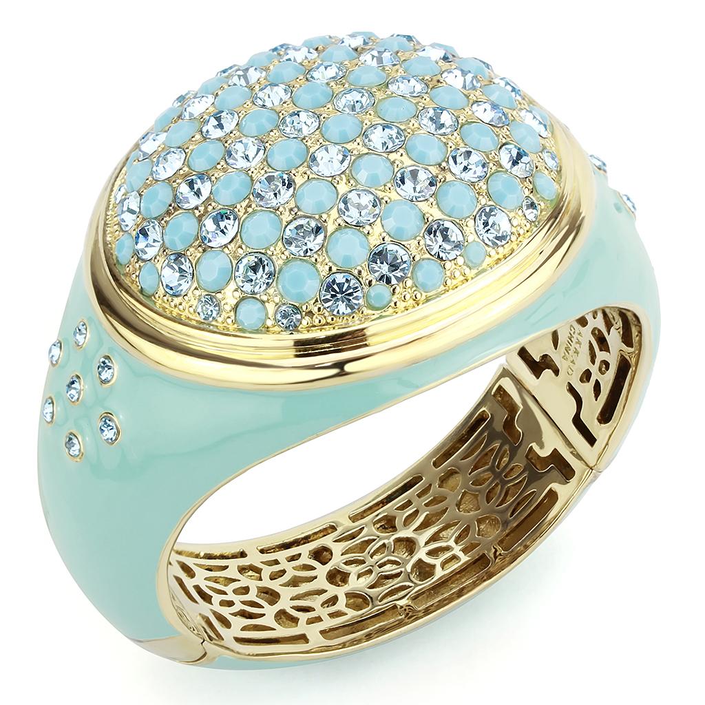 Gold Brass Bangle with Top Grade Crystal in Multi Color