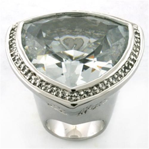 Rhodium Brass Ring with AAA Grade CZ in Clear
