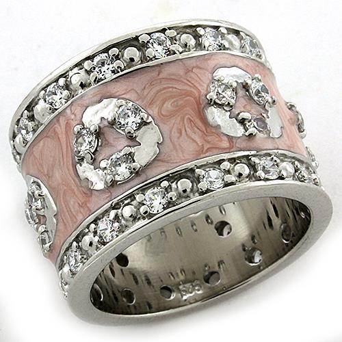 Rhodium 925 Sterling Silver Ring with AAA Grade CZ in Clear
