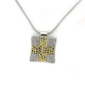 Gold+Rhodium 925 Sterling Silver Chain Pendant with AAA Grade CZ in Clear