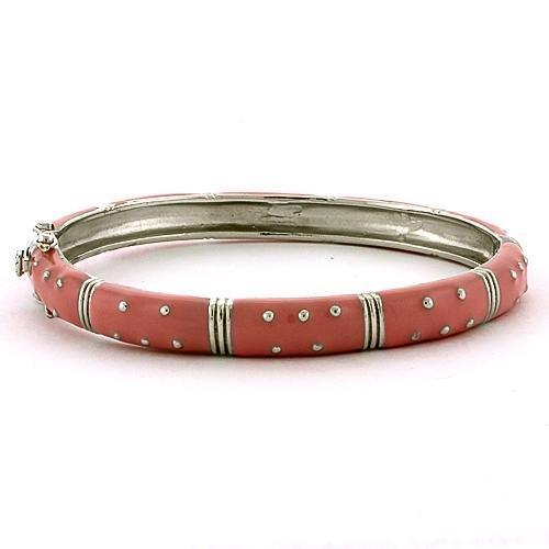 Rhodium 925 Sterling Silver Bangle with Epoxy in Rose