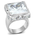 Rhodium 925 Sterling Silver Ring with AAA Grade CZ in Clear