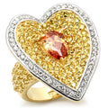Gold+Rhodium 925 Sterling Silver Ring with AAA Grade CZ in Champagne