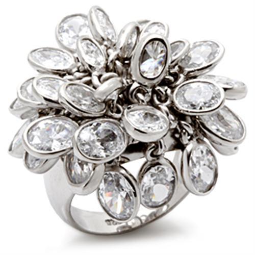 Rhodium 925 Sterling Silver Ring with AAA Grade CZ in Clear