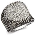 Rhodium + Ruthenium 925 Sterling Silver Ring with AAA Grade CZ in Jet