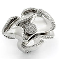 Rhodium 925 Sterling Silver Ring with AAA Grade CZ in Clear