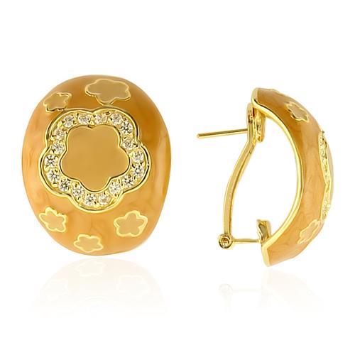 Gold 925 Sterling Silver Earrings with AAA Grade CZ in Clear