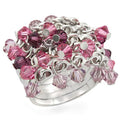 Rhodium 925 Sterling Silver Ring with Top Grade Crystal in Multi Color