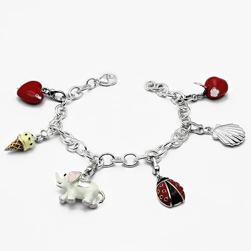 Silver 925 Sterling Silver Bracelet with Epoxy in Multi Color