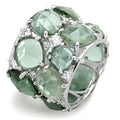 Rhodium 925 Sterling Silver Ring with Synthetic Synthetic Glass in Emerald