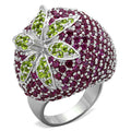 Rhodium 925 Sterling Silver Ring with AAA Grade CZ in Multi Color