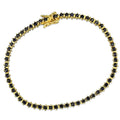 Gold 925 Sterling Silver Bracelet with AAA Grade CZ in Jet