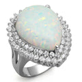 Rhodium 925 Sterling Silver Ring with Semi-Precious in Aurora Borealis (Rainbow Effect)