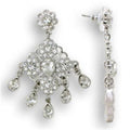 Rhodium 925 Sterling Silver Earrings with Top Grade Crystal in Clear