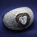 Rhodium + Ruthenium 925 Sterling Silver Ring with AAA Grade CZ in Brown
