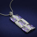 Rhodium 925 Sterling Silver Chain Pendant with AAA Grade CZ in Amethyst