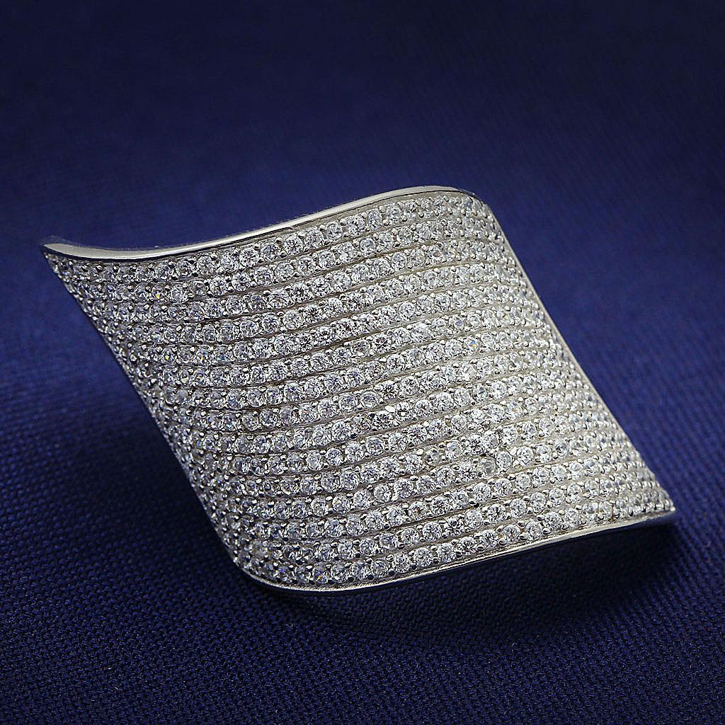 Rhodium 925 Sterling Silver Ring with AAA Grade CZ in Clear