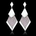 Rhodium 925 Sterling Silver Earrings with AAA Grade CZ in Rose