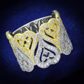 Gold+Rhodium 925 Sterling Silver Ring with AAA Grade CZ in Champagne