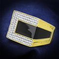 Gold+Rhodium 925 Sterling Silver Ring with AAA Grade CZ in Clear
