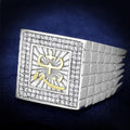 Gold+Rhodium 925 Sterling Silver Ring with AAA Grade CZ in Clear