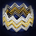 Gold+Rhodium 925 Sterling Silver Ring with AAA Grade CZ in Clear